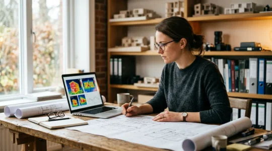 Expert analysant les données thermiques d'une maison sur des plans techniques