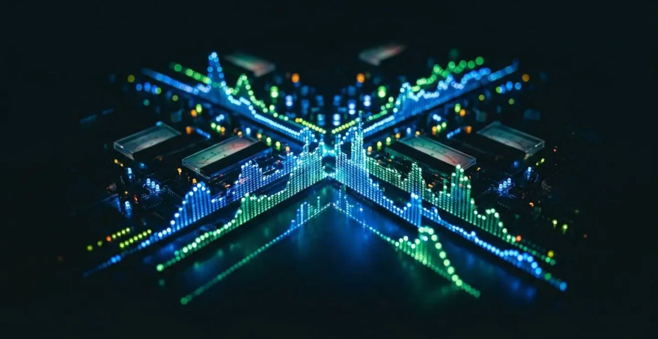 Graphique de consommation électrique nocturne sur interface numérique floue