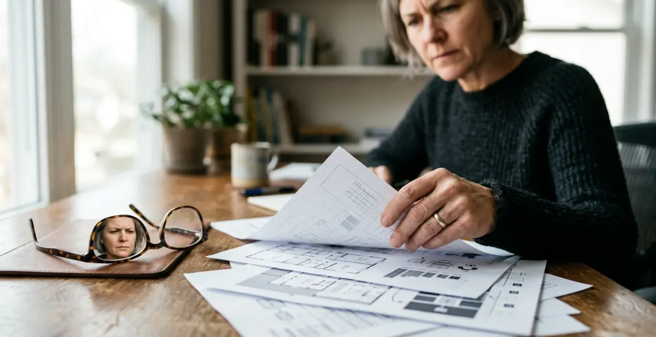 Main de propriétaire examinant des documents immobiliers avec diagnostic énergétique sur bureau professionnel
