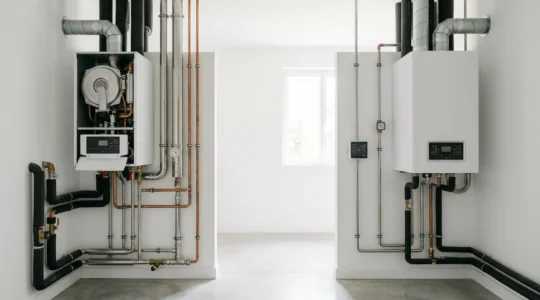 Comparaison visuelle de l'efficacité énergétique saisonnière entre différents systèmes de chauffage