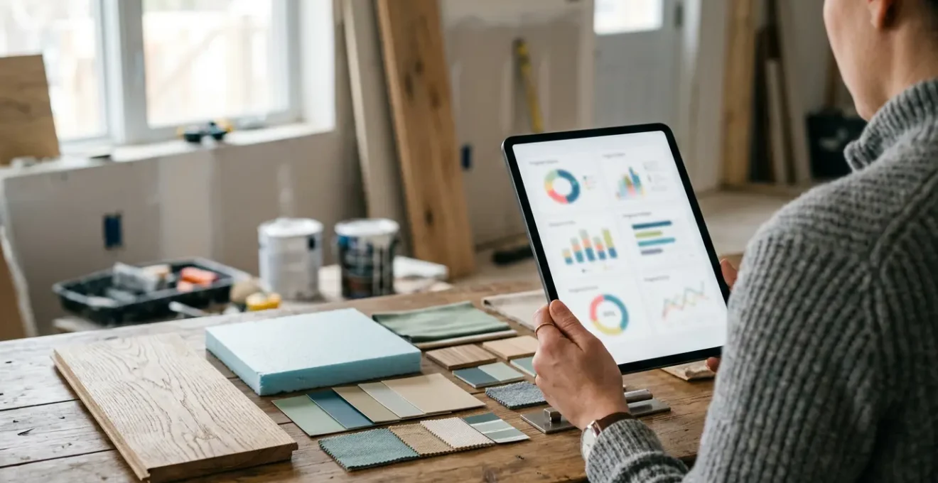 Interface numérique moderne montrant un espace de suivi personnalisé des demandes d'aides à la rénovation énergétique