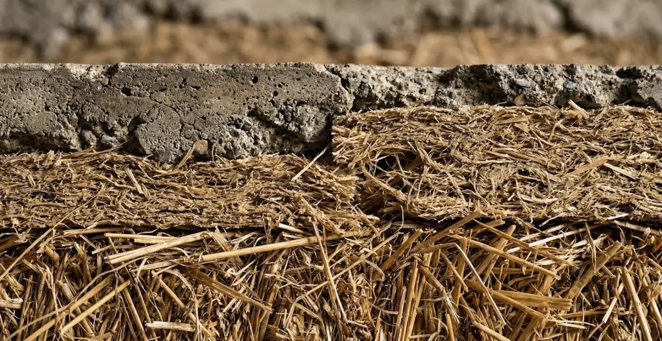 Coupe thermique d'un mur montrant le déphasage entre matériaux béton et biosourcés