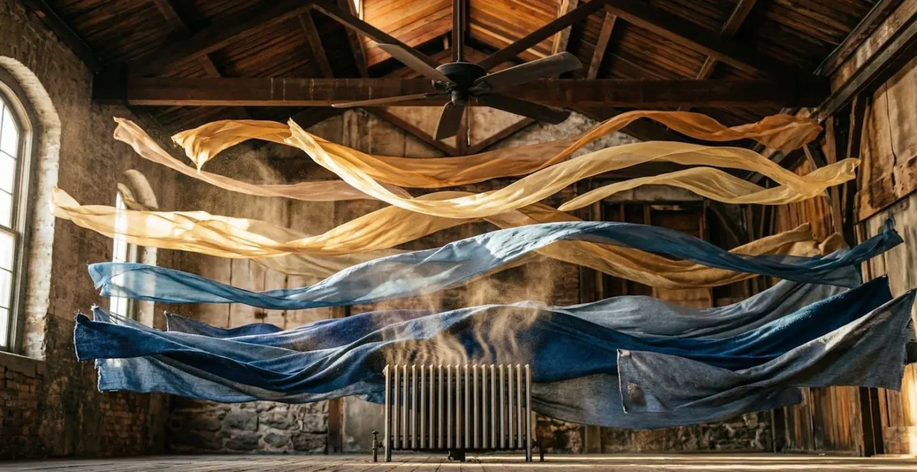 Visualisation de la stratification de l'air chaud montant vers le plafond