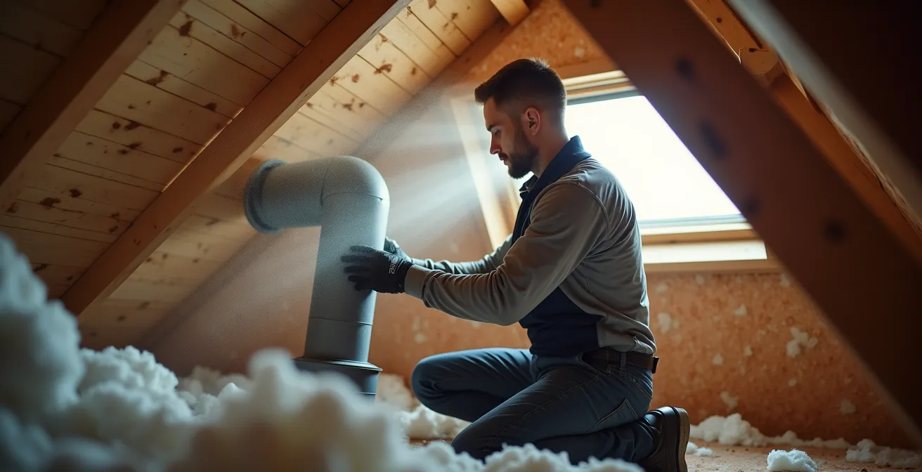 Installation d'une VMC double flux dans les combles d'une maison en rénovation