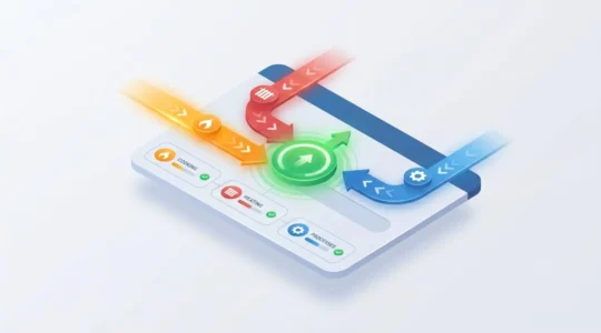 Tableau de bord illustrant les flux énergétiques convergents vers une performance optimale